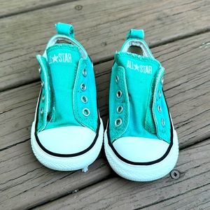 Teal Velcro converse